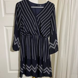 Black Tape, Navy Blue and White Dress